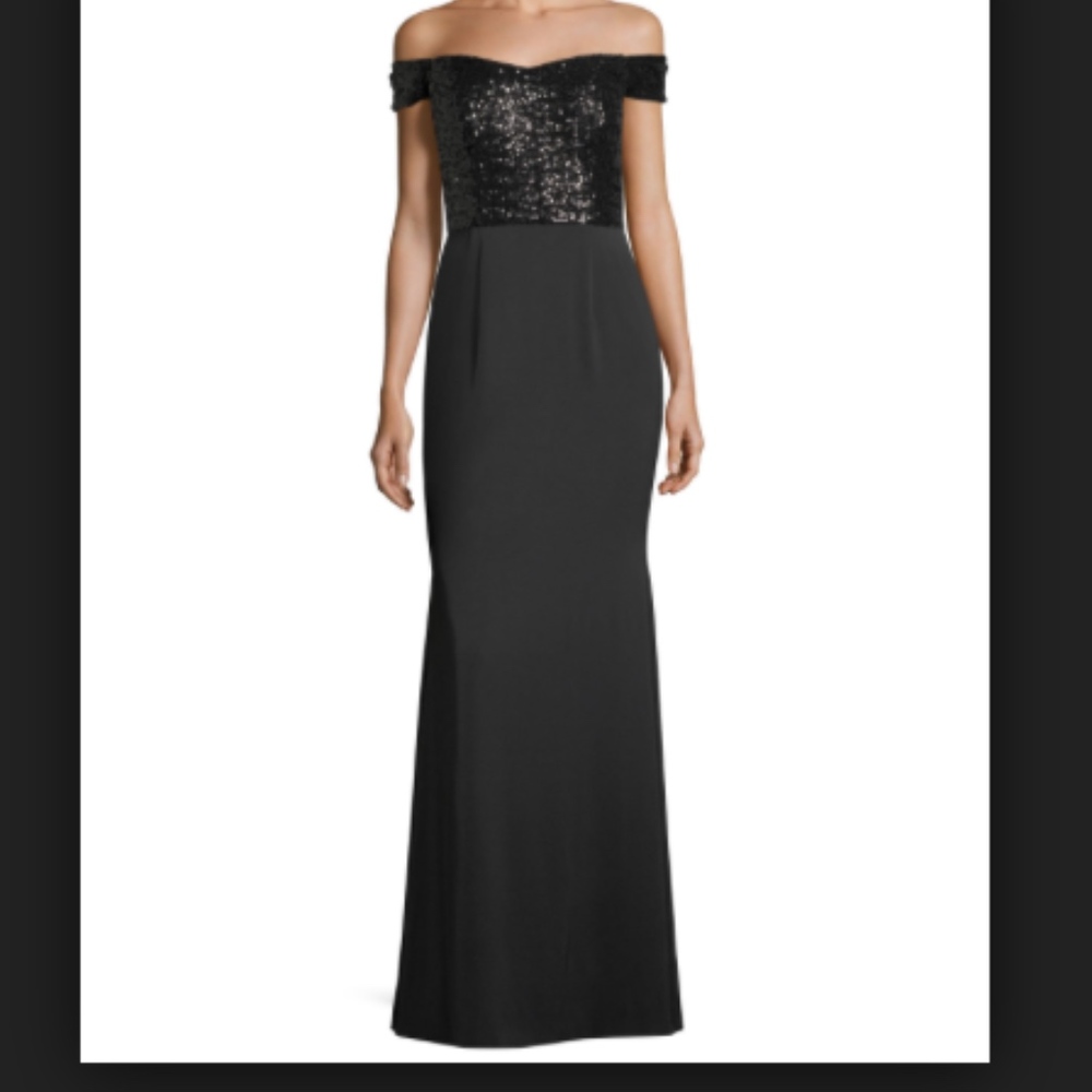 Aidan Mattox - Off-Shoulder Sequin Mermaid Gown